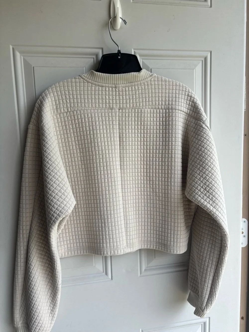 lululemon athletica Quilted Crewneck Sweatshirt in Light Beige with Neon Trim